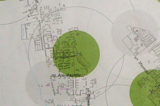 Из блога Рустама Ниязова: иллюстрация к статье об услуге DIGI Max: карта покрытия в районе пр. Достык, Алматы
