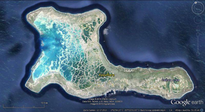 6 атмосферных ядерных испытаний на атолле Кирибати (остров Рождества).