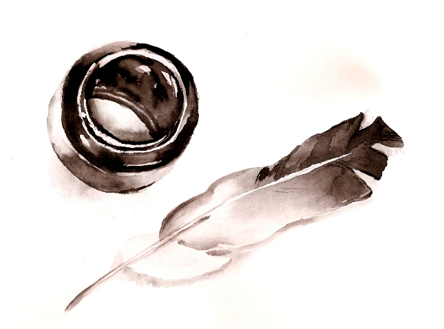 Иллюстрация Ленивца, Чернила и перо, перо, Черная акварель, black watercolour,