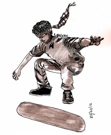иллюстрация, Lenivec's illustration, рисунок скейтбордиста