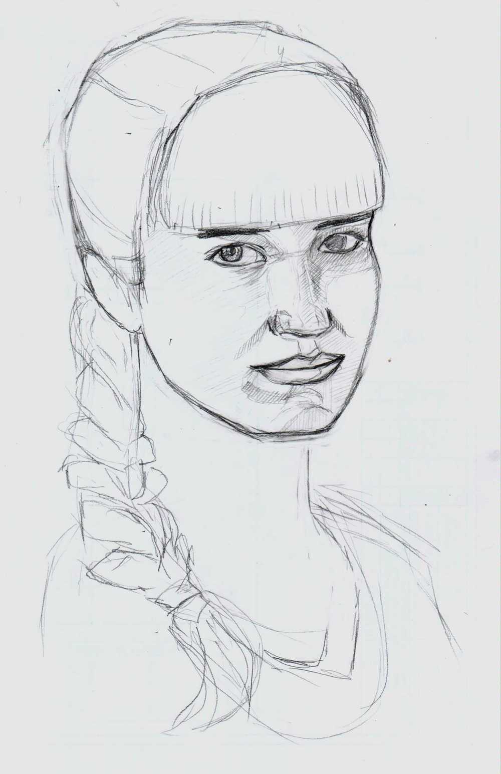 эскиз портрета, Ленивец, карандашный набросок