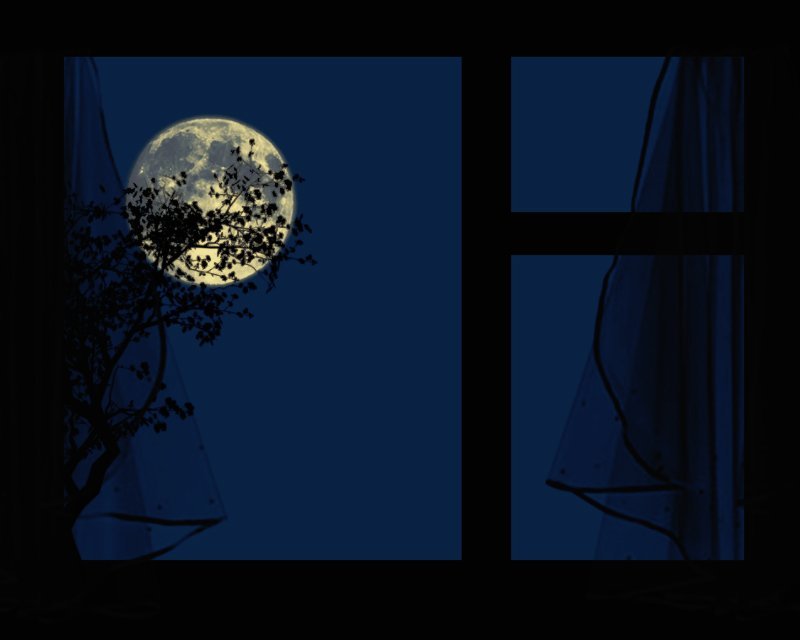 Ночь, окно, луна